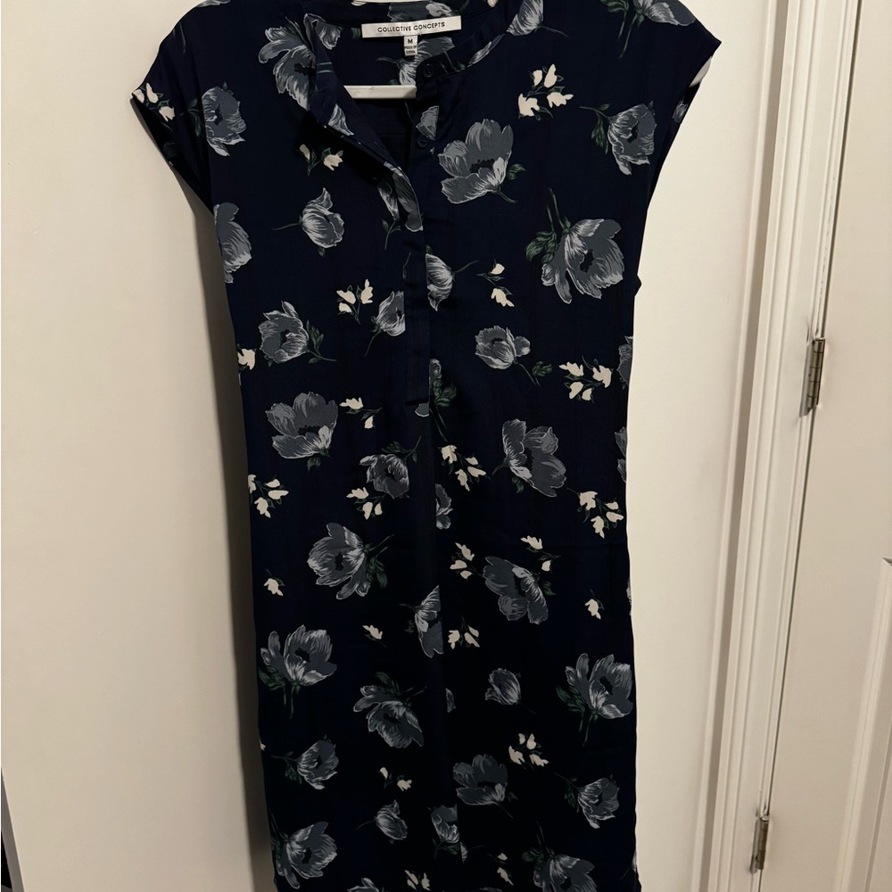 Collective Concepts Navy Floral Midi Dress